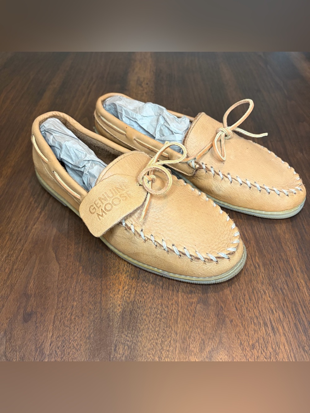 Minnetonka Mens Brown Soft Pebble Leather Moosehide Moccasins Size 11.5 890